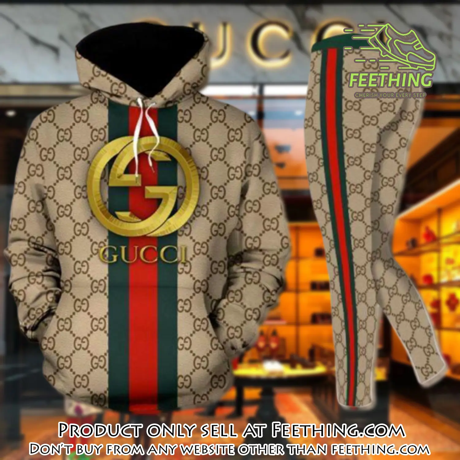 Gucci stripe hoodie legging set luxury for women xzt ft4257995